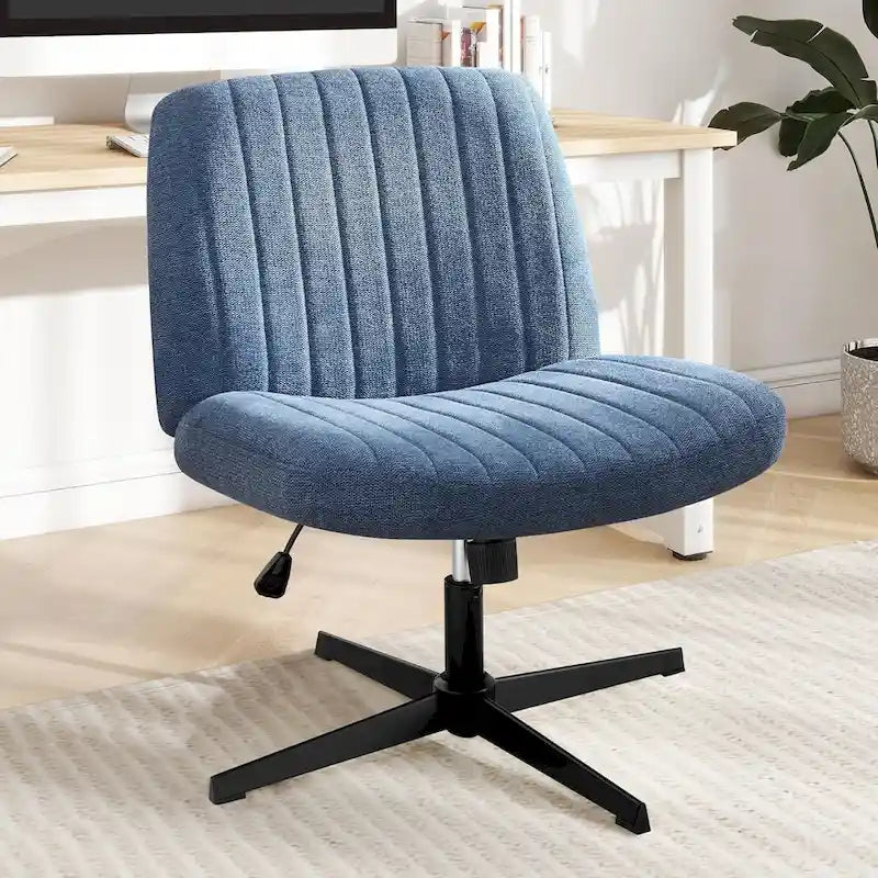 Wide Armless Swivel Desk Chair with Wheels