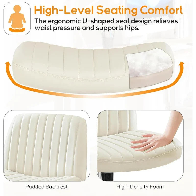 Wide Armless Swivel Desk Chair with Wheels