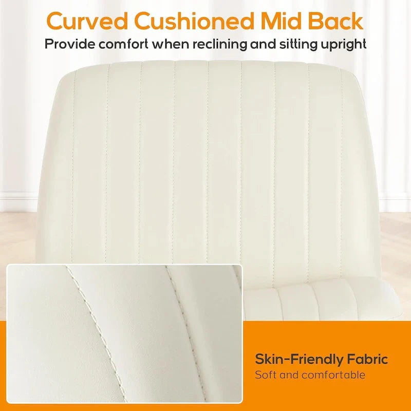 Wide Armless Swivel Desk Chair with Wheels