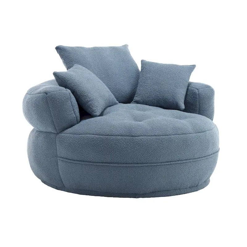Oversized Round Fabric Lounge Chair with Curved Back