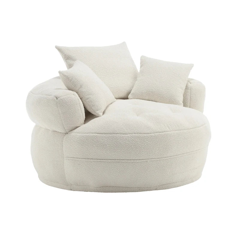 Oversized Round Fabric Lounge Chair with Curved Back