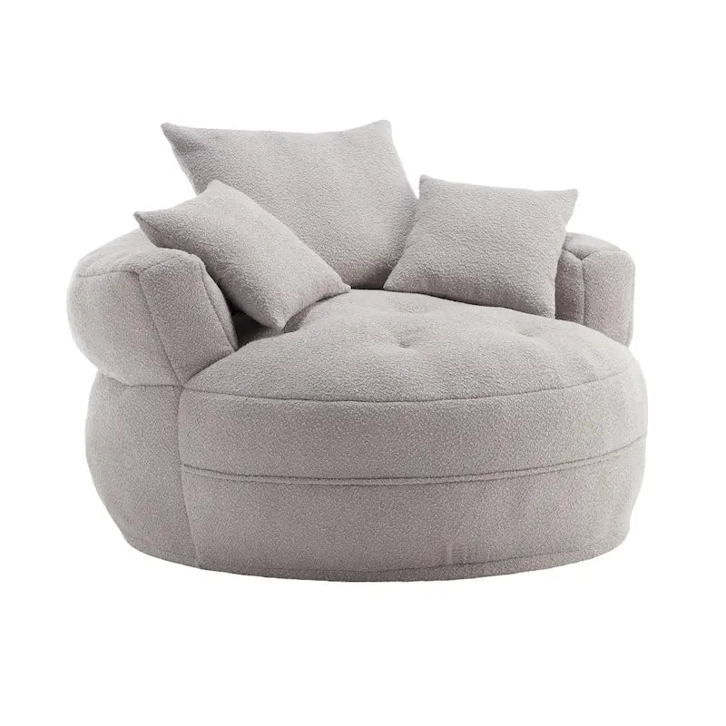 Oversized Round Fabric Lounge Chair with Curved Back
