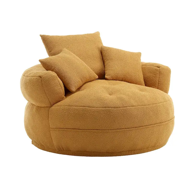 Oversized Round Fabric Lounge Chair with Curved Back
