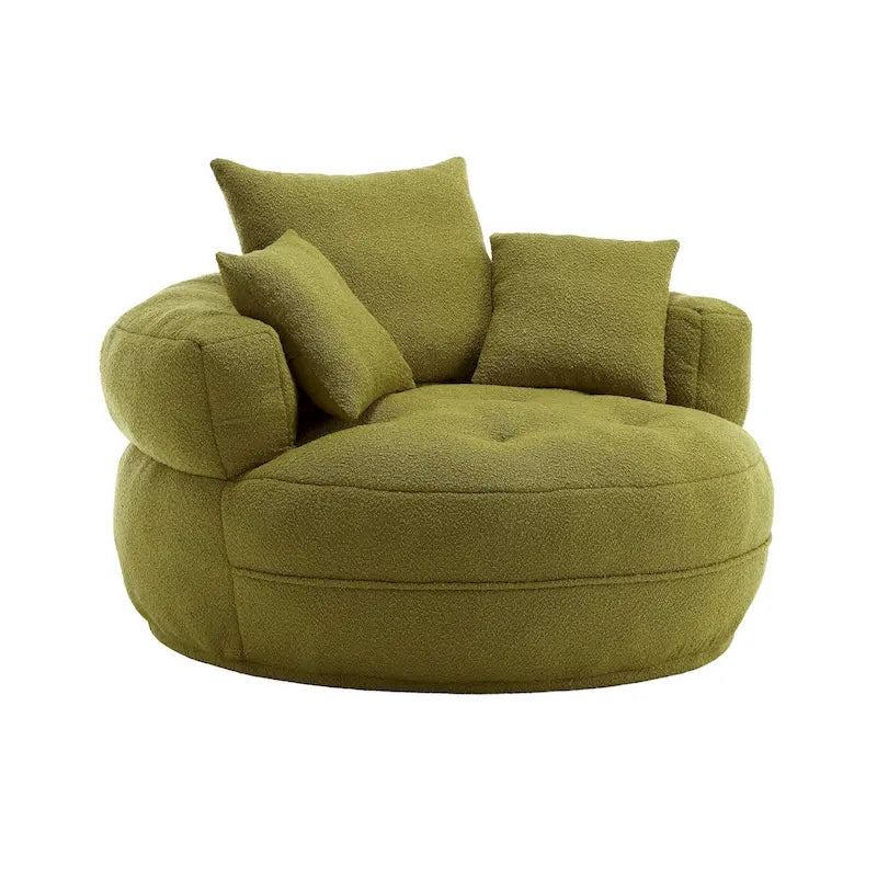 Oversized Round Fabric Lounge Chair with Curved Back