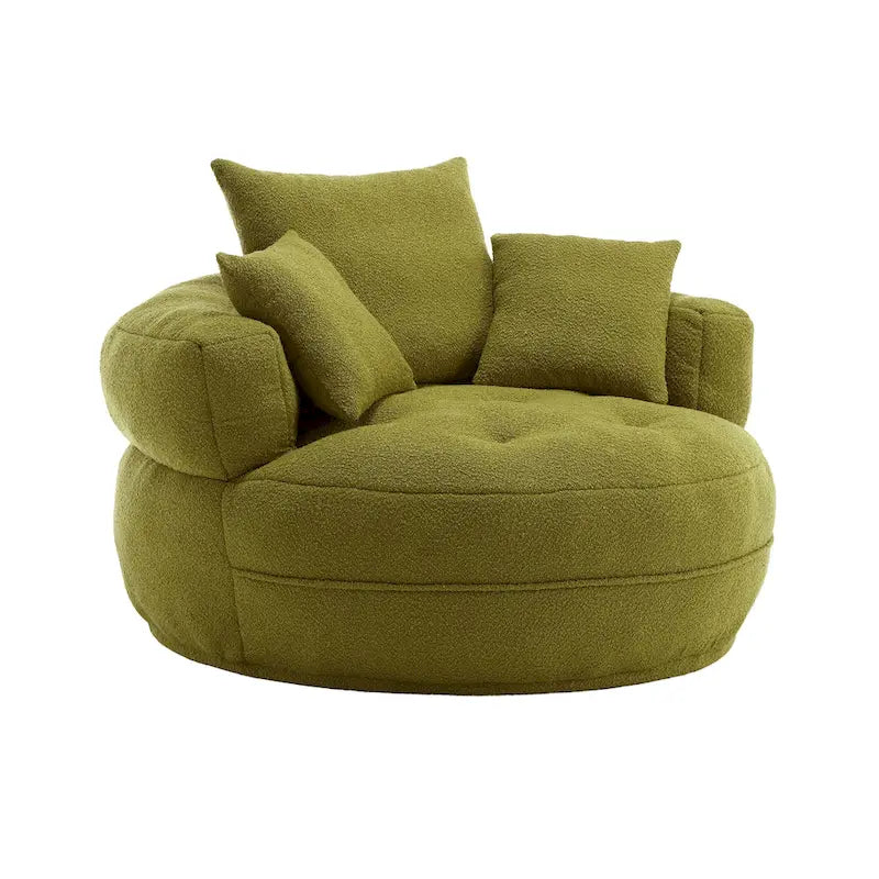 Oversized Round Fabric Lounge Chair with Curved Back