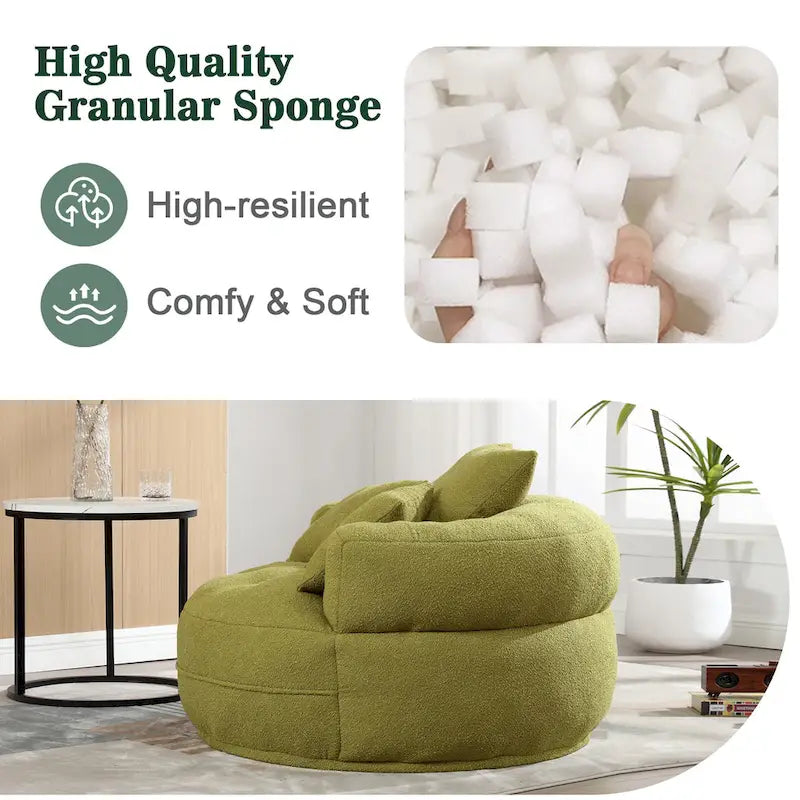 Oversized Round Fabric Lounge Chair with Curved Back