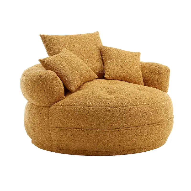 Oversized Round Fabric Lounge Chair with Curved Back