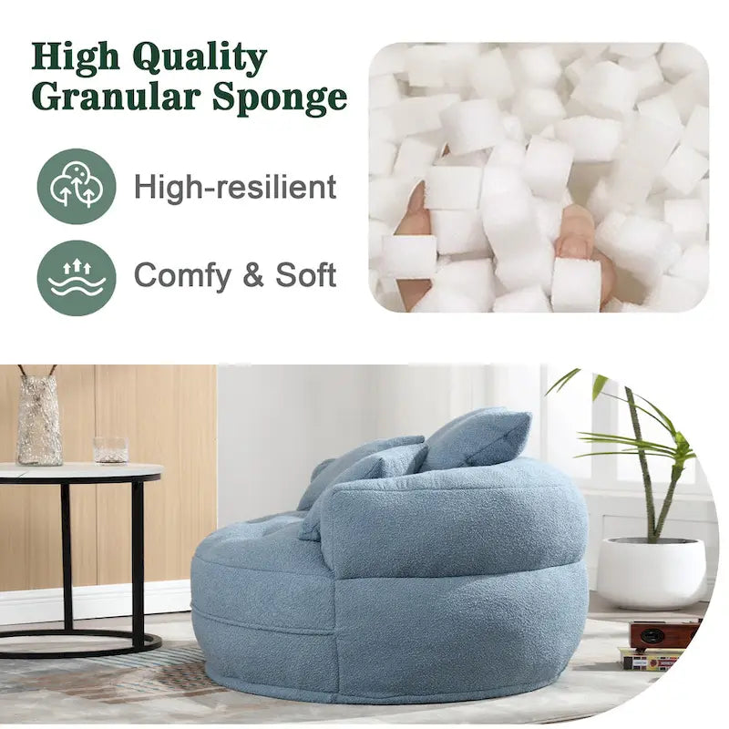 Oversized Round Fabric Lounge Chair with Curved Back