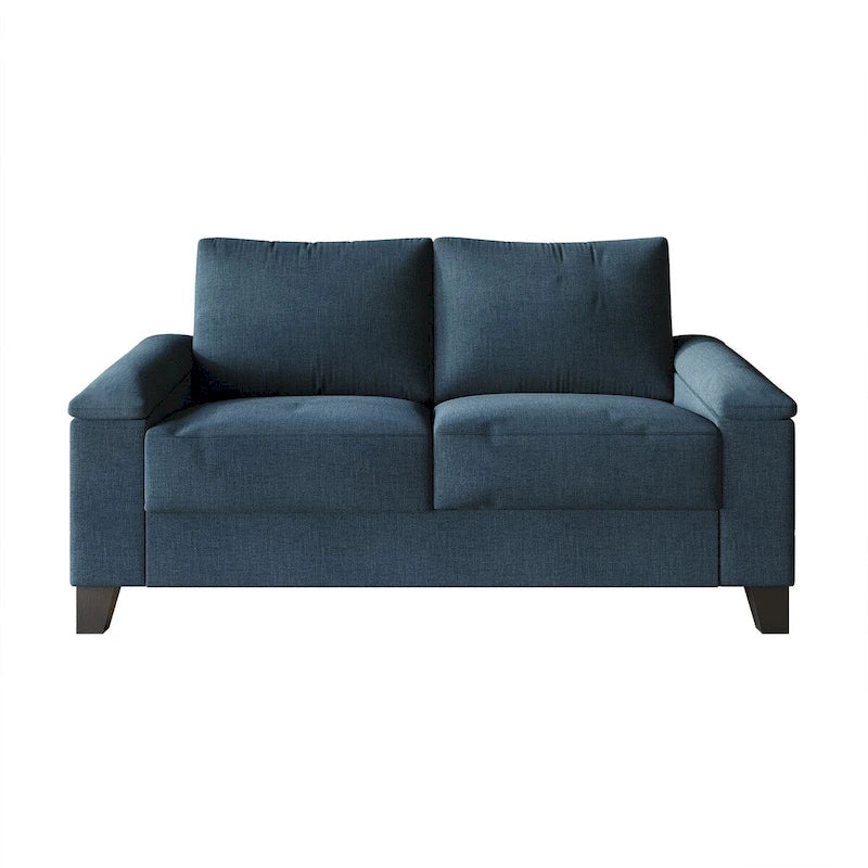 Linen Upholstered Loveseat with Black Legs