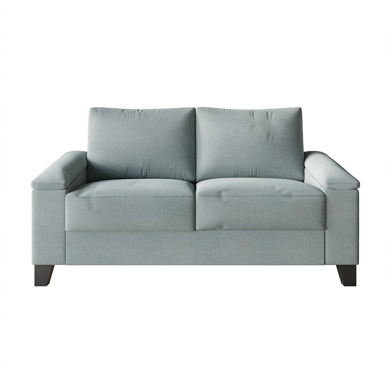 Linen Upholstered Loveseat with Black Legs
