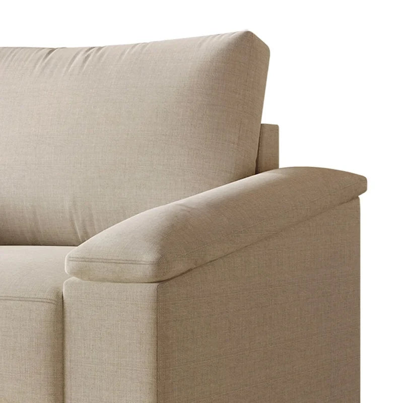 Linen Upholstered Loveseat with Black Legs