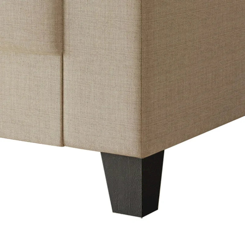 Linen Upholstered Loveseat with Black Legs