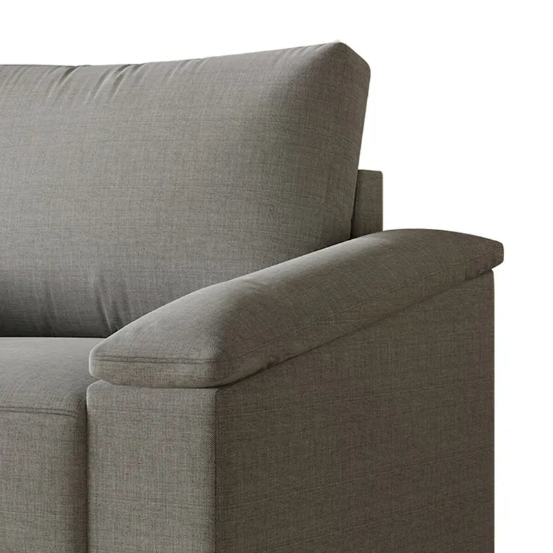 Linen Upholstered Loveseat with Black Legs