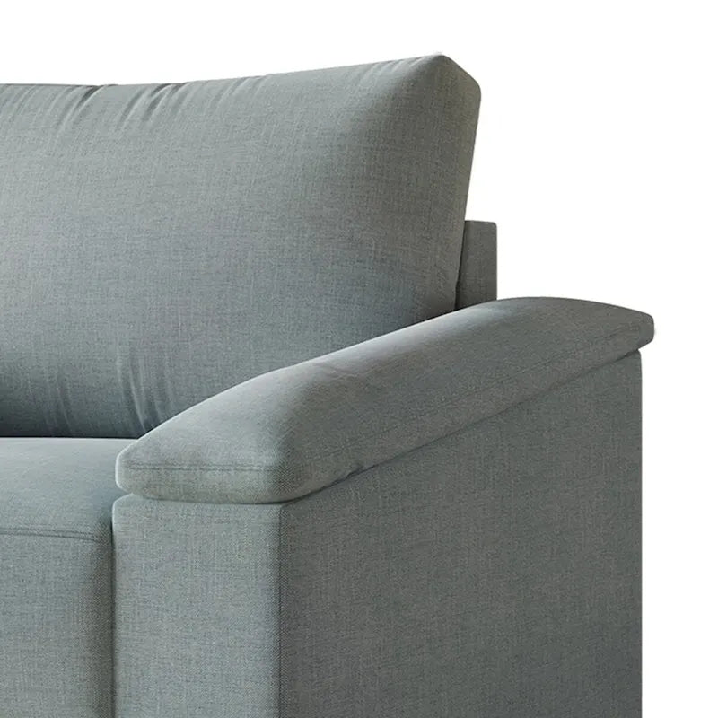 Linen Upholstered Loveseat with Black Legs