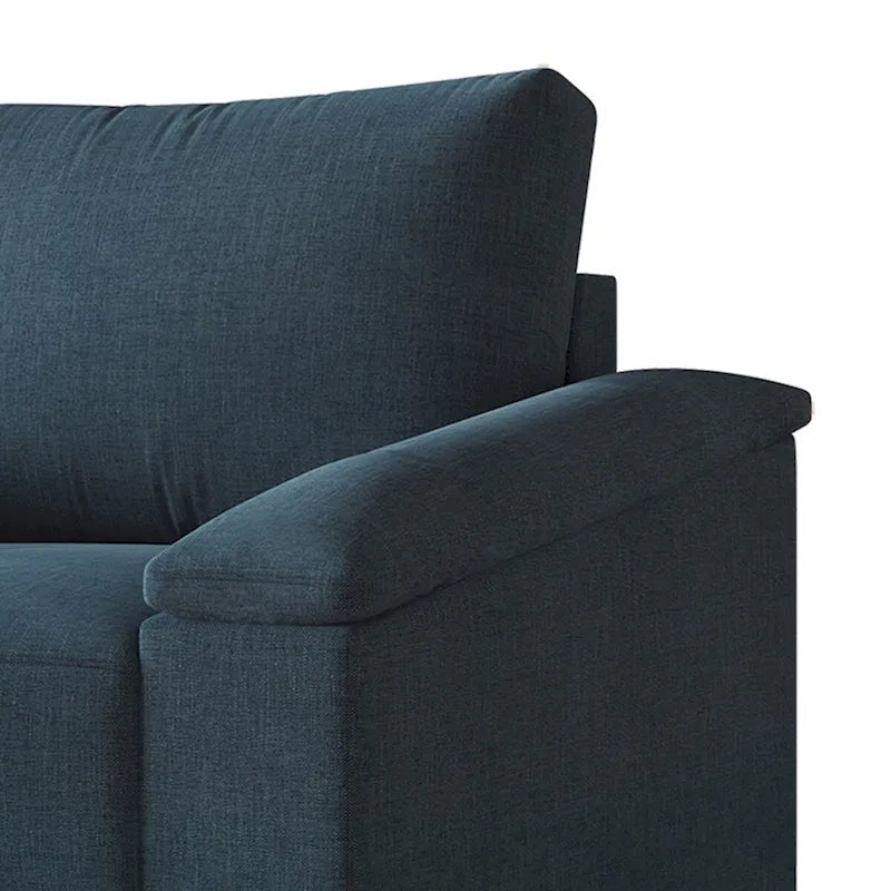Linen Upholstered Loveseat with Black Legs