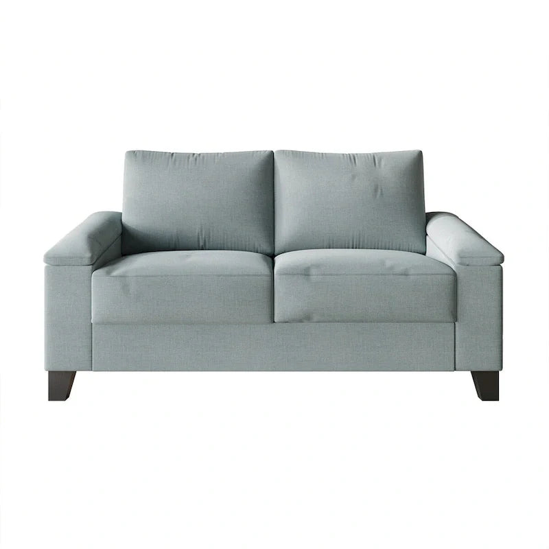 Linen Upholstered Loveseat with Black Legs