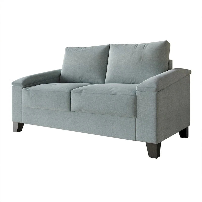 Linen Upholstered Loveseat with Black Legs