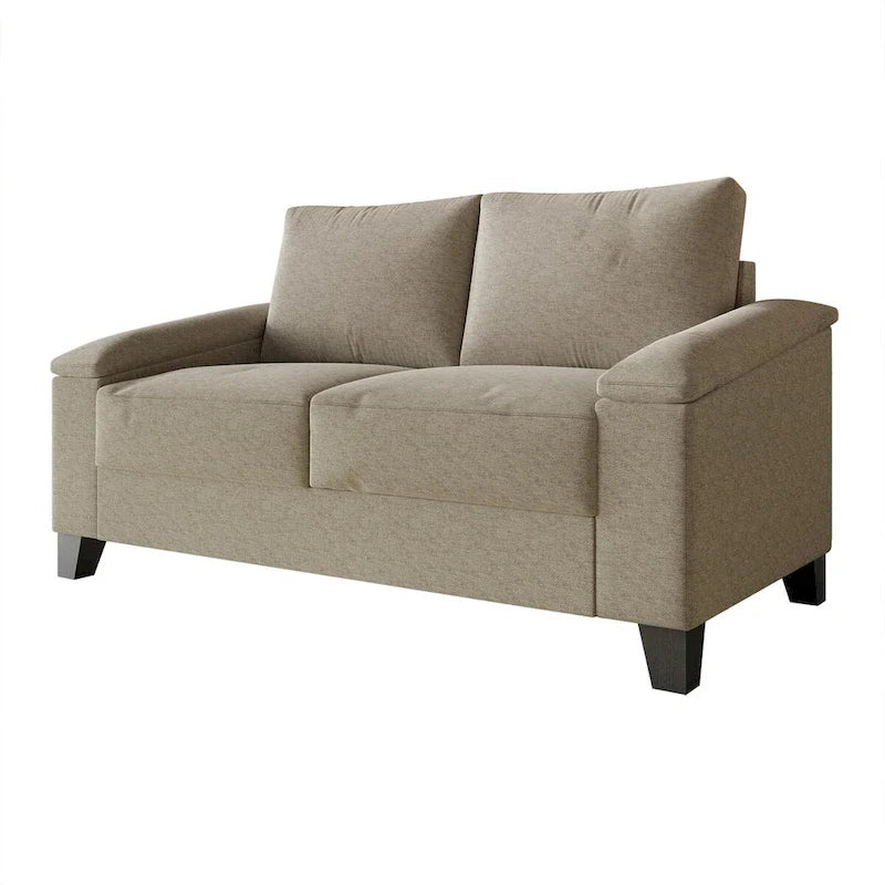 Linen Upholstered Loveseat with Black Legs
