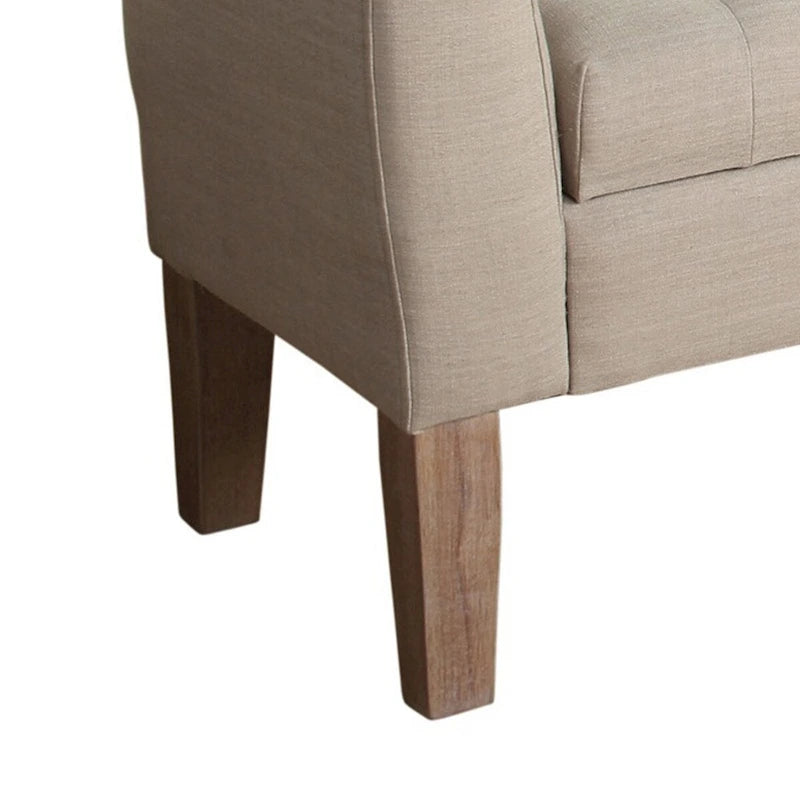 Fabric Upholstered Wooden Bench with Button Tufted Lift Top Storage, Beige