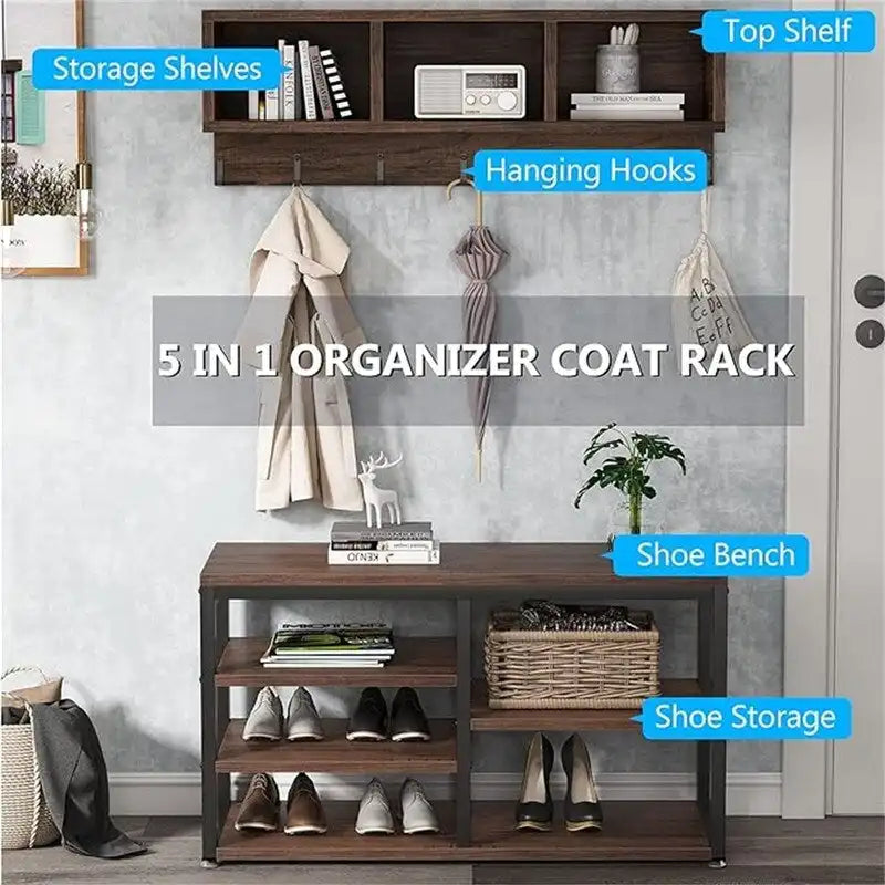 Shoe Bench 3 Storage Cubbies - 11.81 x 35.43 x 72