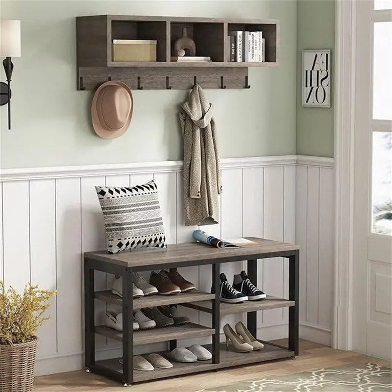 Shoe Bench 3 Storage Cubbies - 11.81 x 35.43 x 72