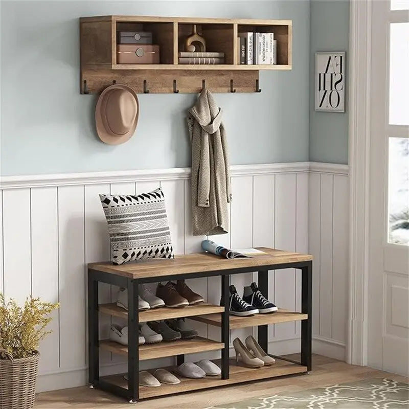 Shoe Bench 3 Storage Cubbies - 11.81 x 35.43 x 72