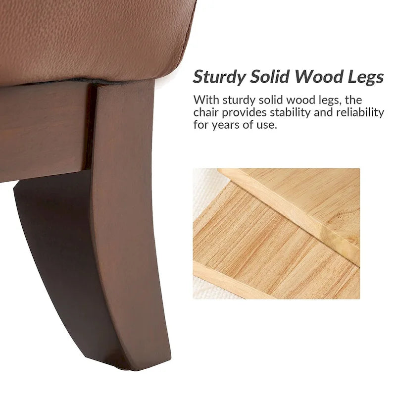 Genuine Leather Tufted Wingback Accent Chair with Nailhead Trim