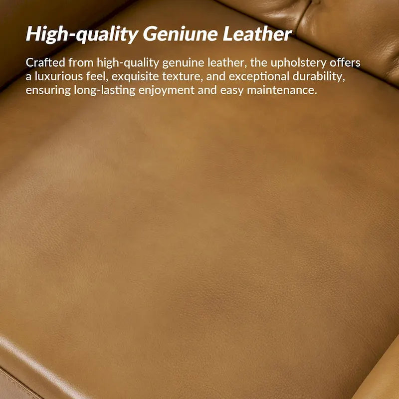 Genuine Leather Tufted Wingback Accent Chair with Nailhead Trim
