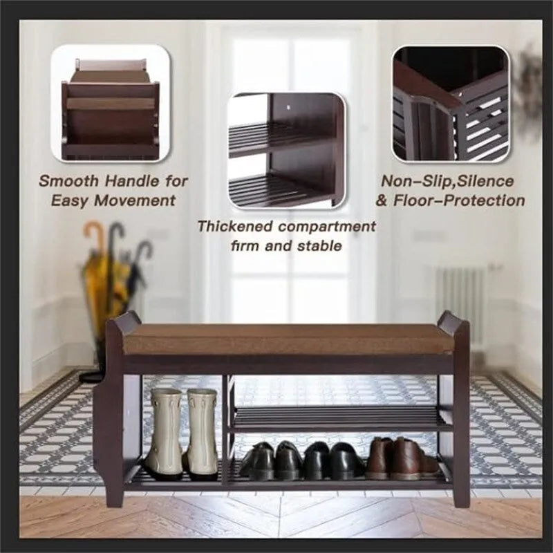 Shoe Rack Bench 2-Tier - 11.7D x 39W x 19.5H