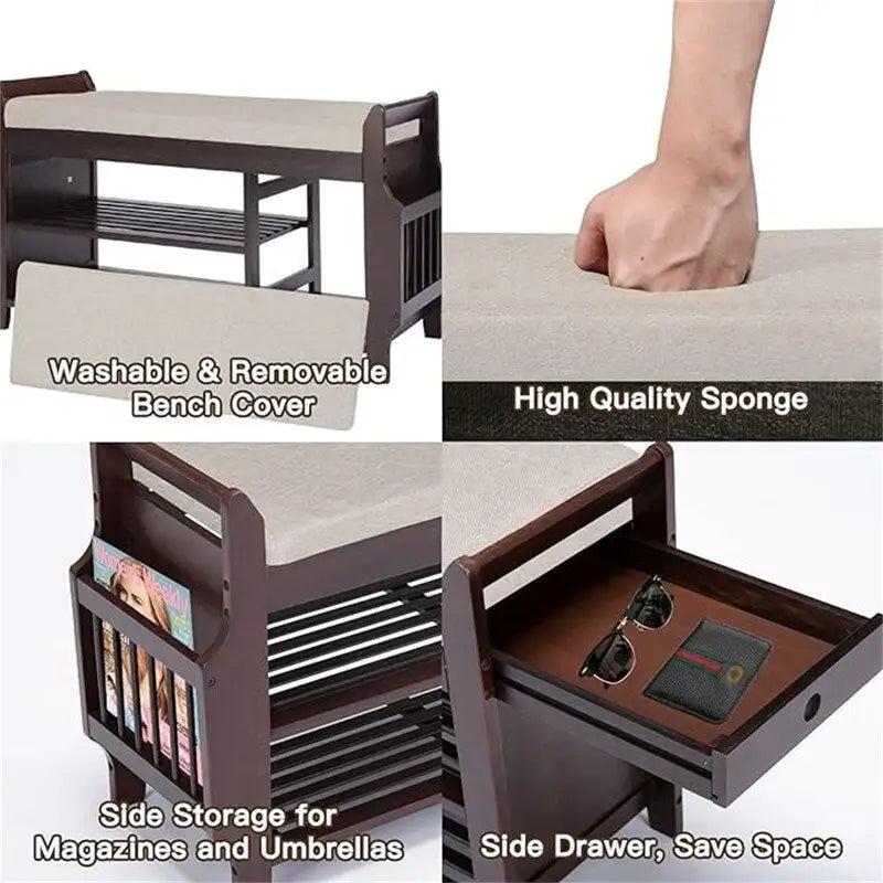 Shoe Rack Bench 2-Tier - 11.7D x 39W x 19.5H