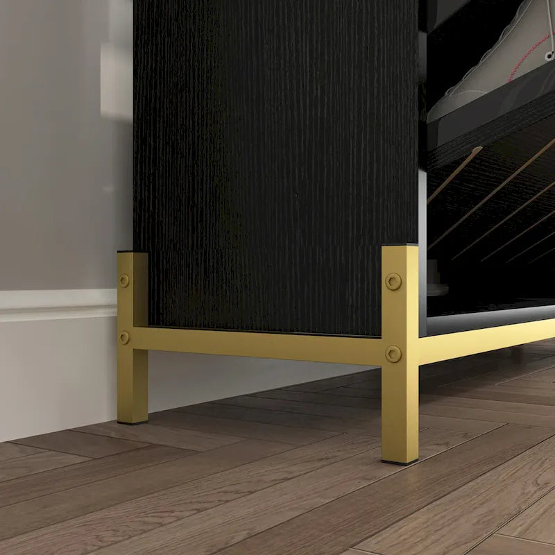 Shoe Cabinet with 3 Flip Drawers & Open Shelves, Modern Entryway Shoe Storage Cabinet Slim, Narrow Hidden Shoe Rack