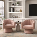 Velvet Upholstered Round Swivel Accent Chair - Set of 2