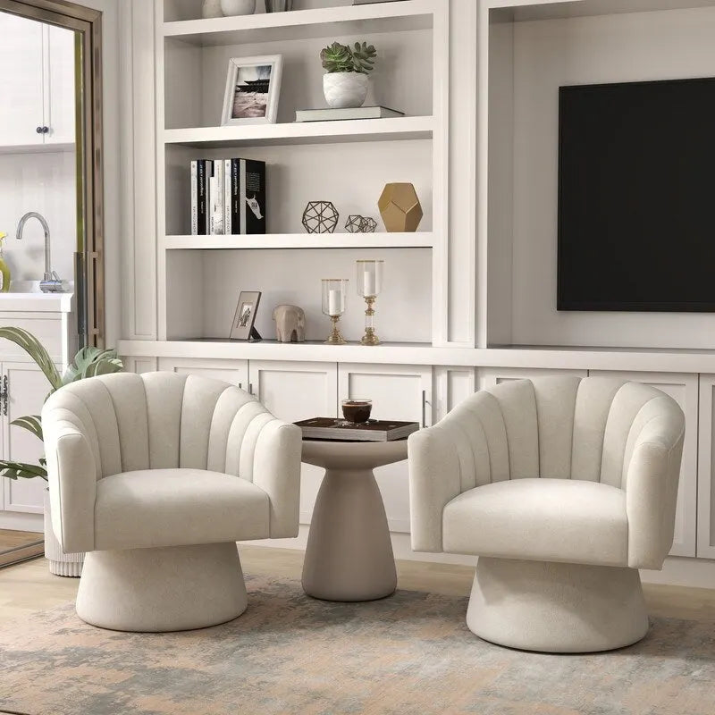 Velvet Upholstered Round Swivel Accent Chair - Set of 2