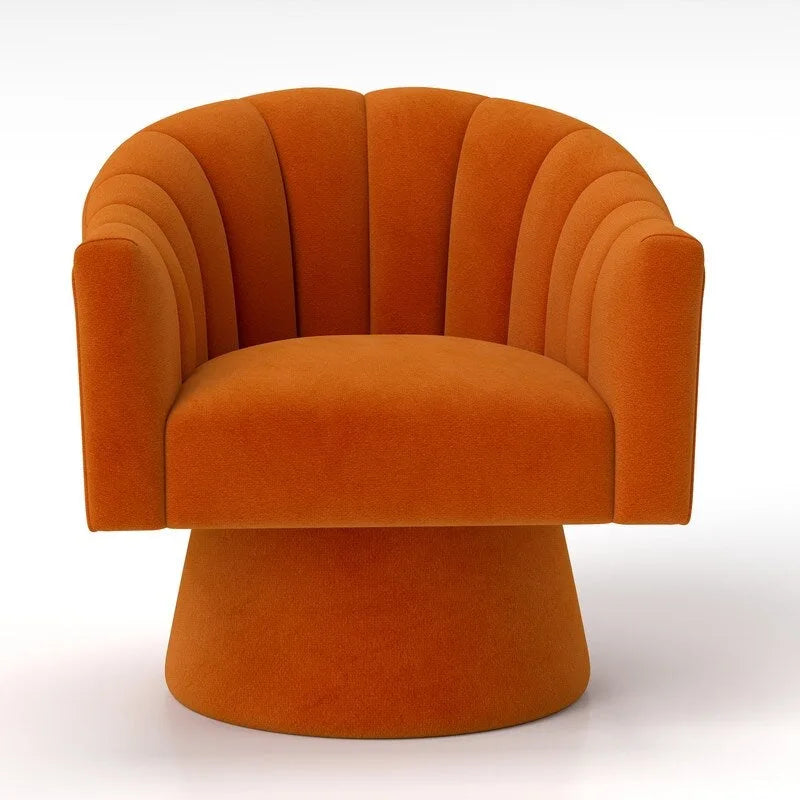 Velvet Upholstered Round Swivel Accent Chair - Set of 2