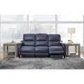Leather Power Reclining Sofa with Adjustable Headrests and USB Charging