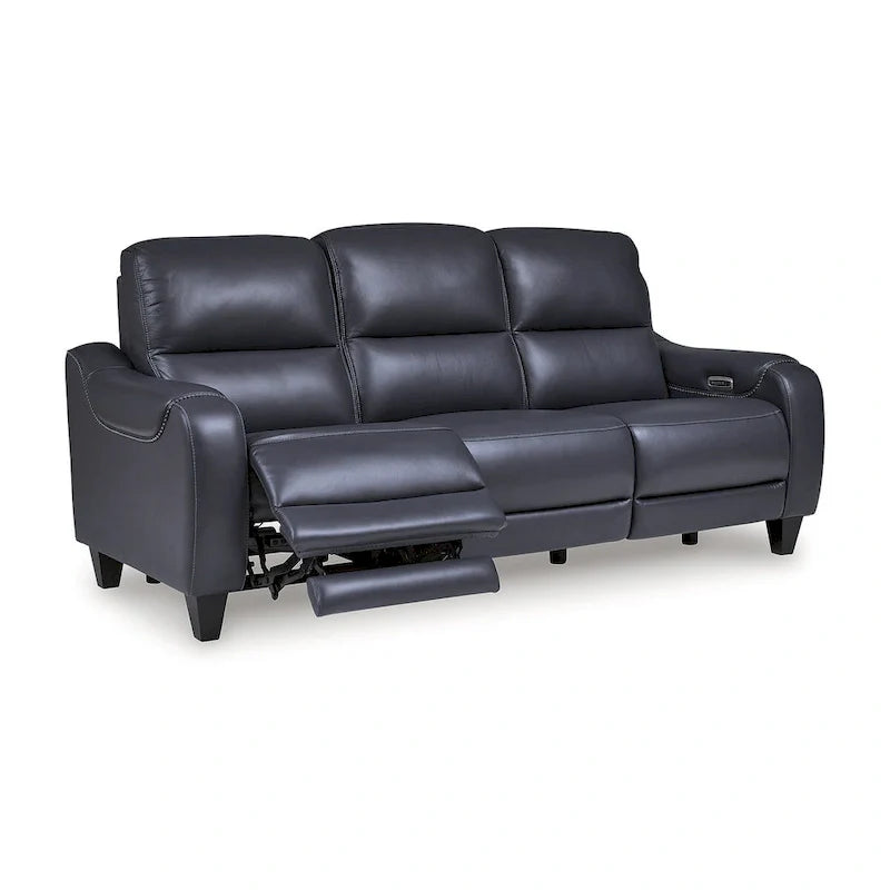 Leather Power Reclining Sofa with Adjustable Headrests and USB Charging