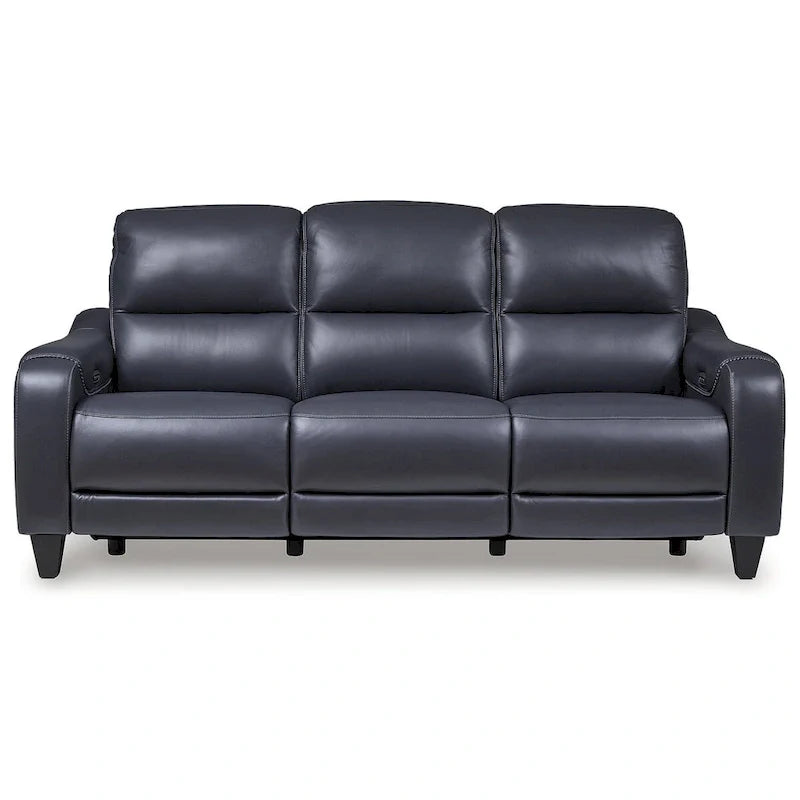 Leather Power Reclining Sofa with Adjustable Headrests and USB Charging