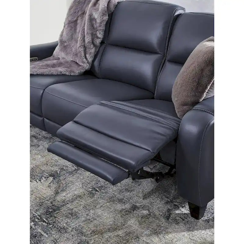 Leather Power Reclining Sofa with Adjustable Headrests and USB Charging