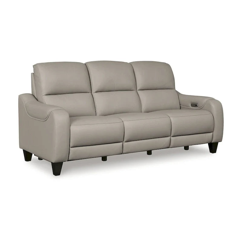 Leather Power Reclining Sofa with Adjustable Headrests and USB Charging