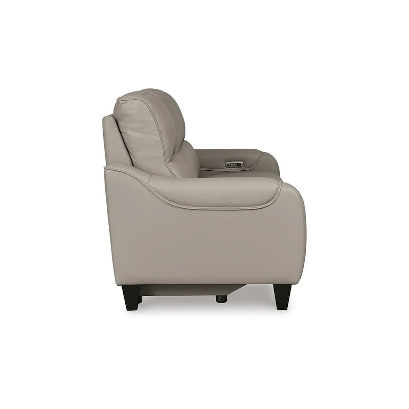 Leather Power Reclining Sofa with Adjustable Headrests and USB Charging