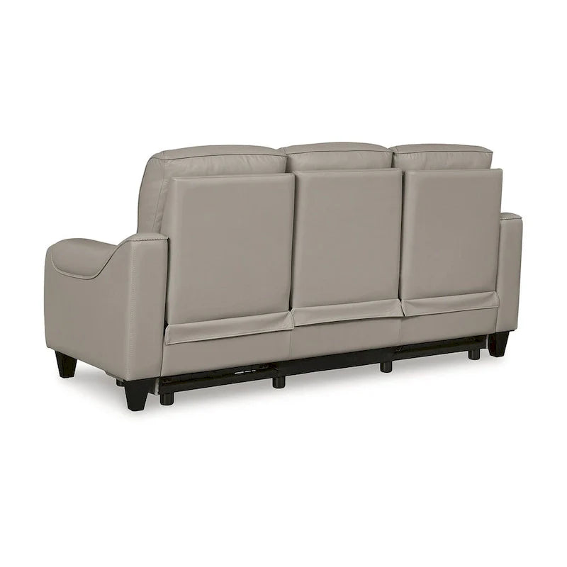 Leather Power Reclining Sofa with Adjustable Headrests and USB Charging