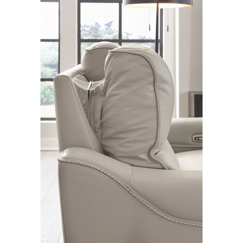 Leather Power Reclining Sofa with Adjustable Headrests and USB Charging