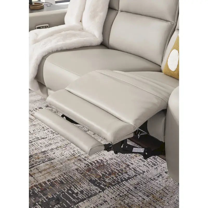 Leather Power Reclining Sofa with Adjustable Headrests and USB Charging
