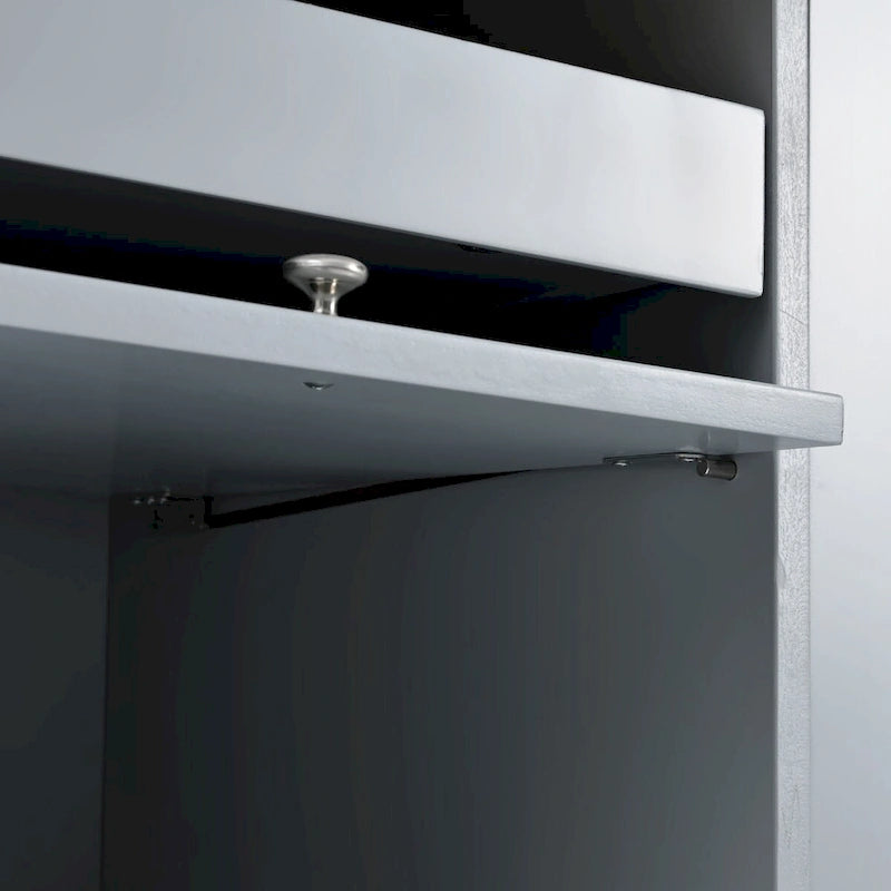 Kitchen Island Cart with Drop-Leaf Surface, LED Lighting, Fluted Glass Doors, Adjustable Shelf, and Two Drawers