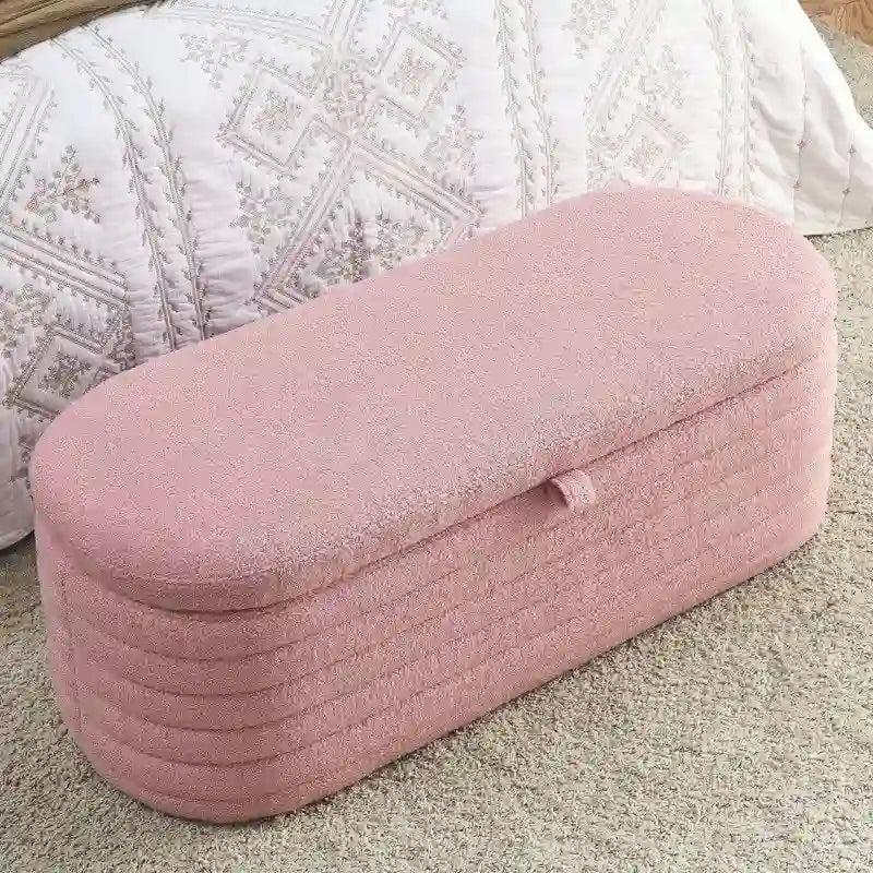 45.5L Upholstered Fabric Storage Bench Ottoman