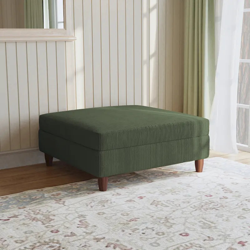 Modular Corduroy Sectional Sofa with Wood Legs