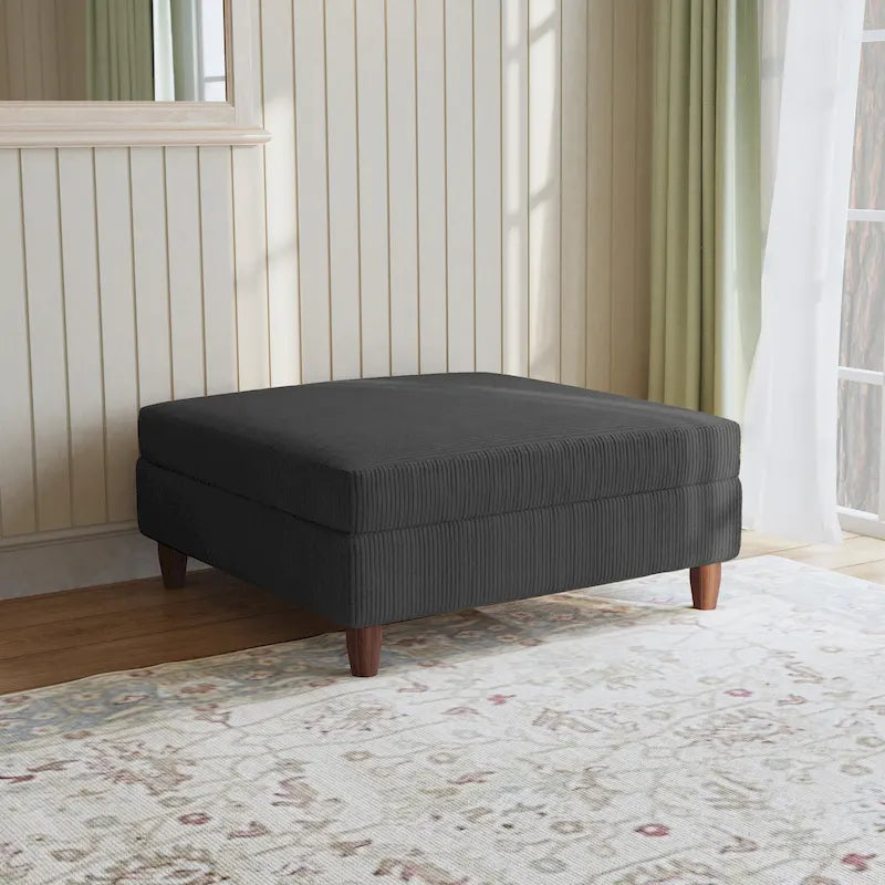 Modular Corduroy Sectional Sofa with Wood Legs