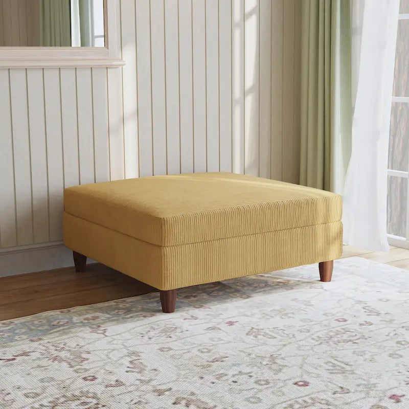 Modular Corduroy Sectional Sofa with Wood Legs