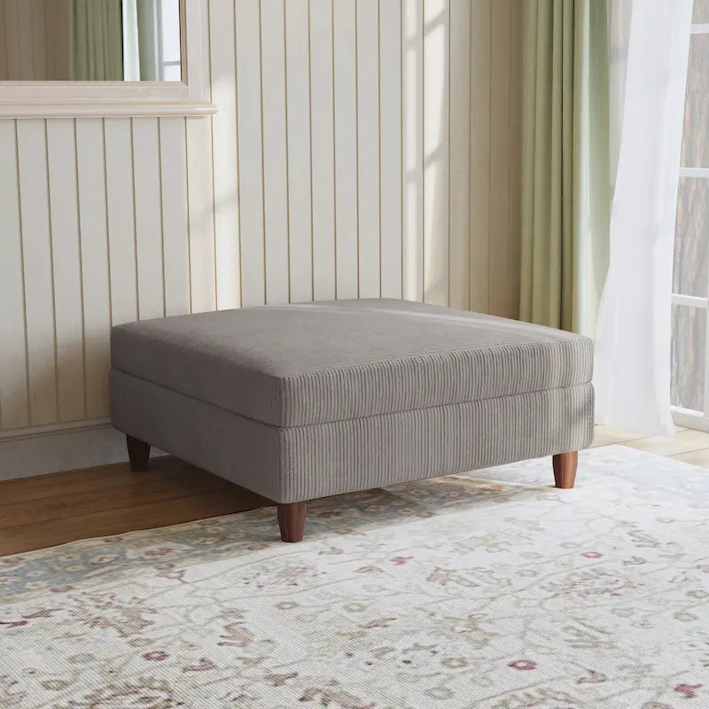 Modular Corduroy Sectional Sofa with Wood Legs