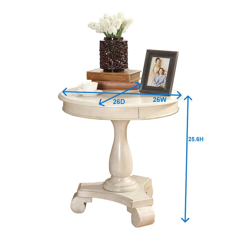 Black Round Wood Pedestal Side Table